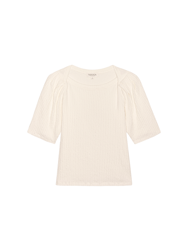Nation LTD "Deana" Textured Tee-Porcelain
