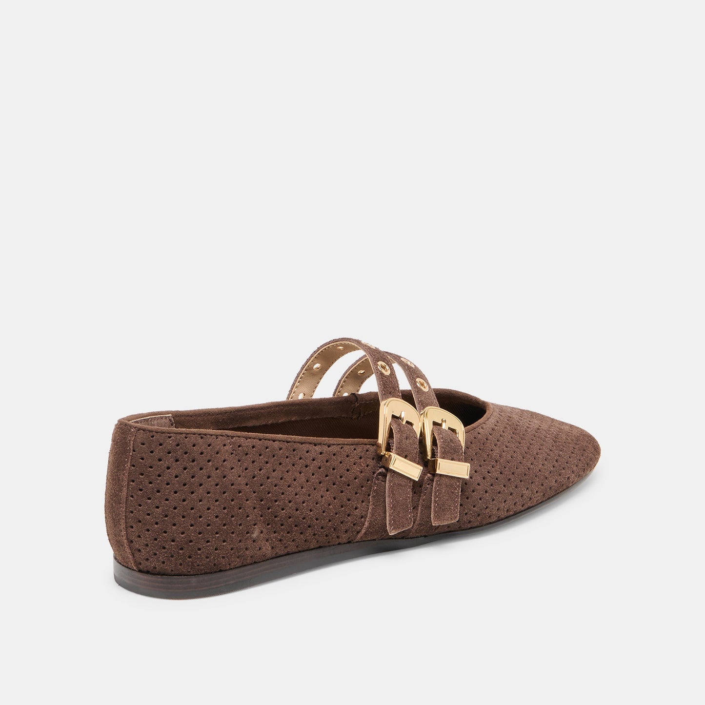 Dolce Vita "Baylee" Grommet Ballet Flats-Dark Brown Perforated Suede