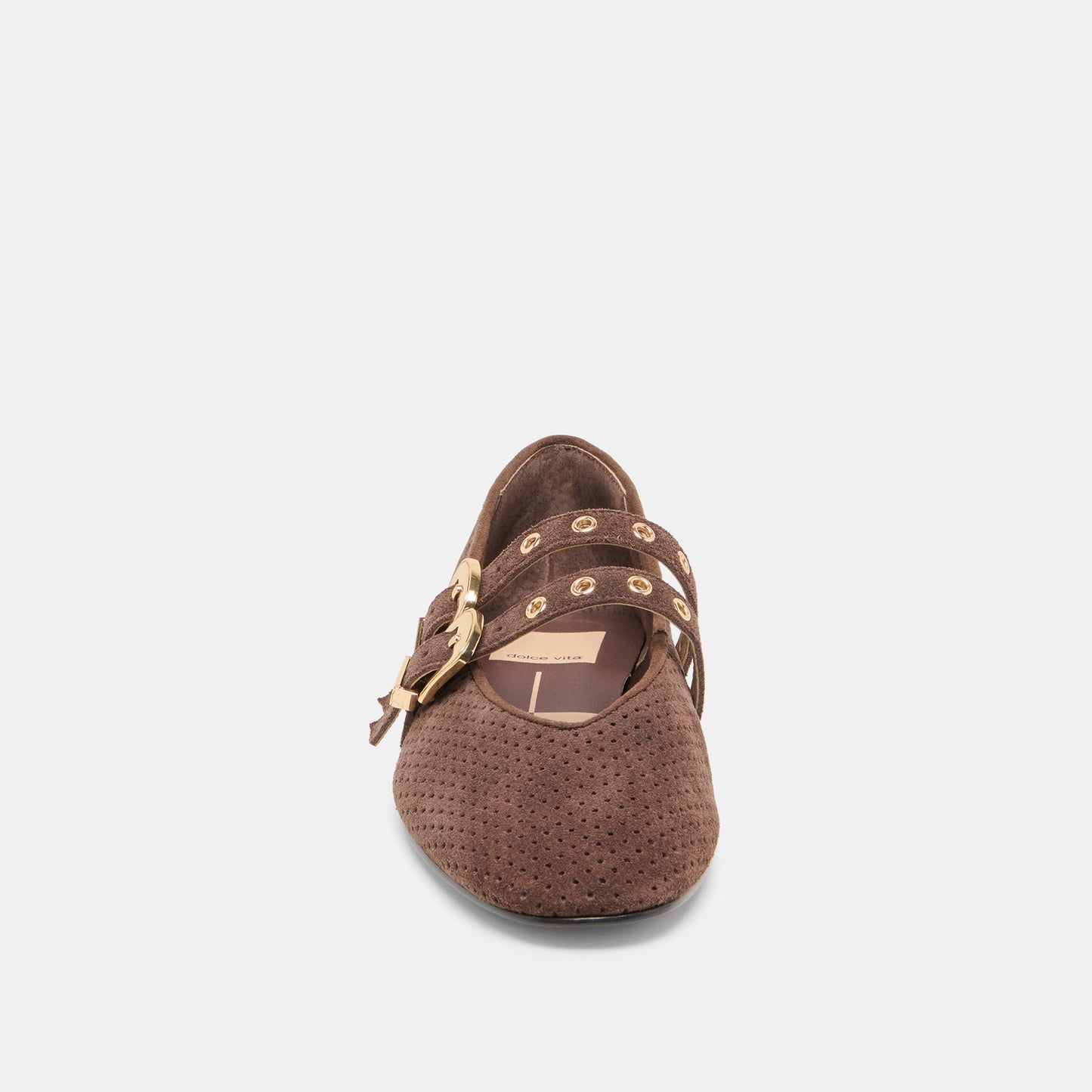 Dolce Vita "Baylee" Grommet Ballet Flats-Dark Brown Perforated Suede