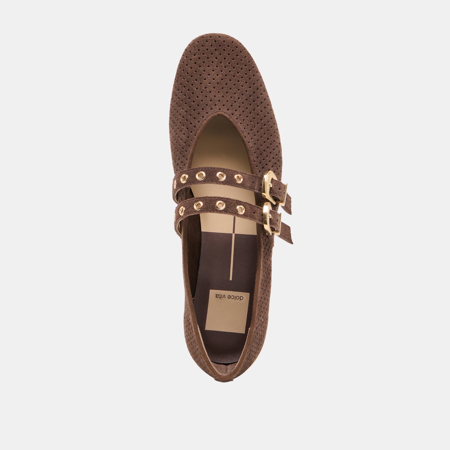 Dolce Vita "Baylee" Grommet Ballet Flats-Dark Brown Perforated Suede