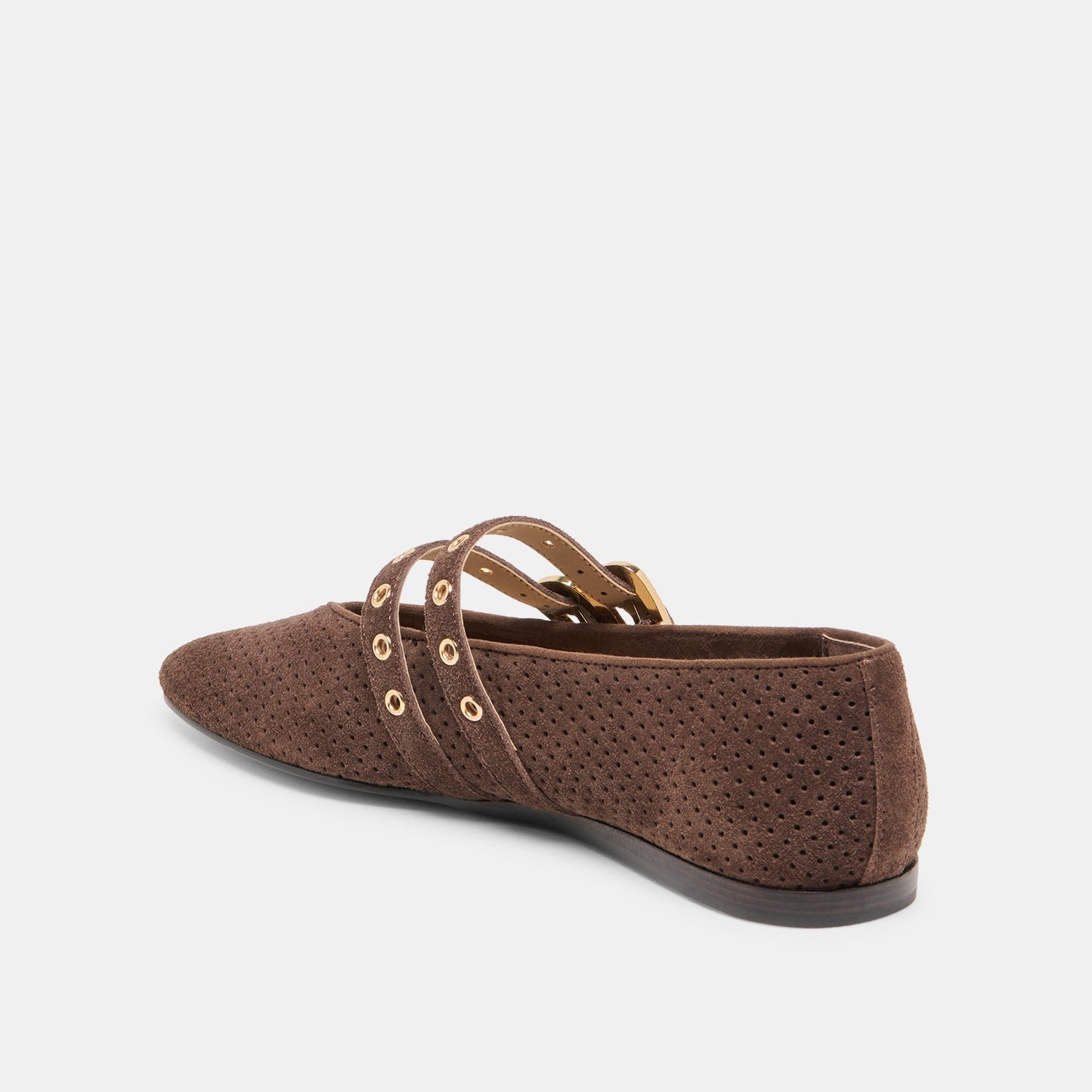 Dolce Vita "Baylee" Grommet Ballet Flats-Dark Brown Perforated Suede