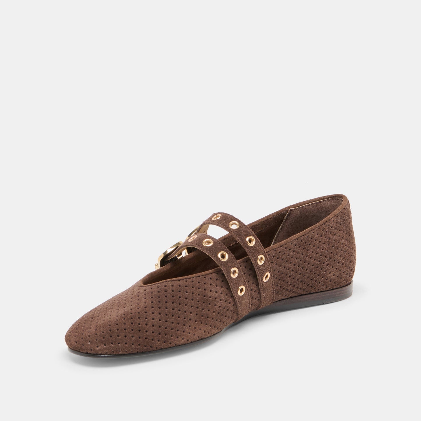 Dolce Vita "Baylee" Grommet Ballet Flats-Dark Brown Perforated Suede