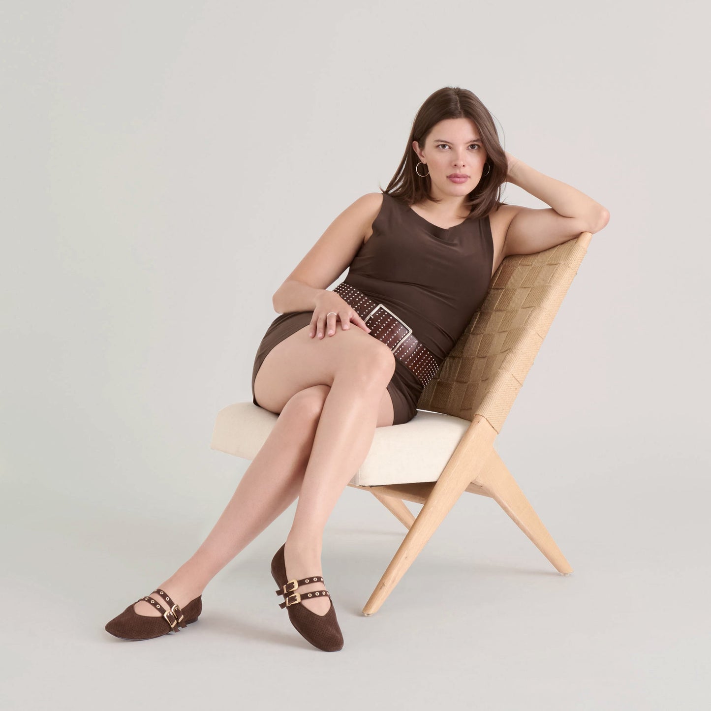 Dolce Vita "Baylee" Grommet Ballet Flats-Dark Brown Perforated Suede
