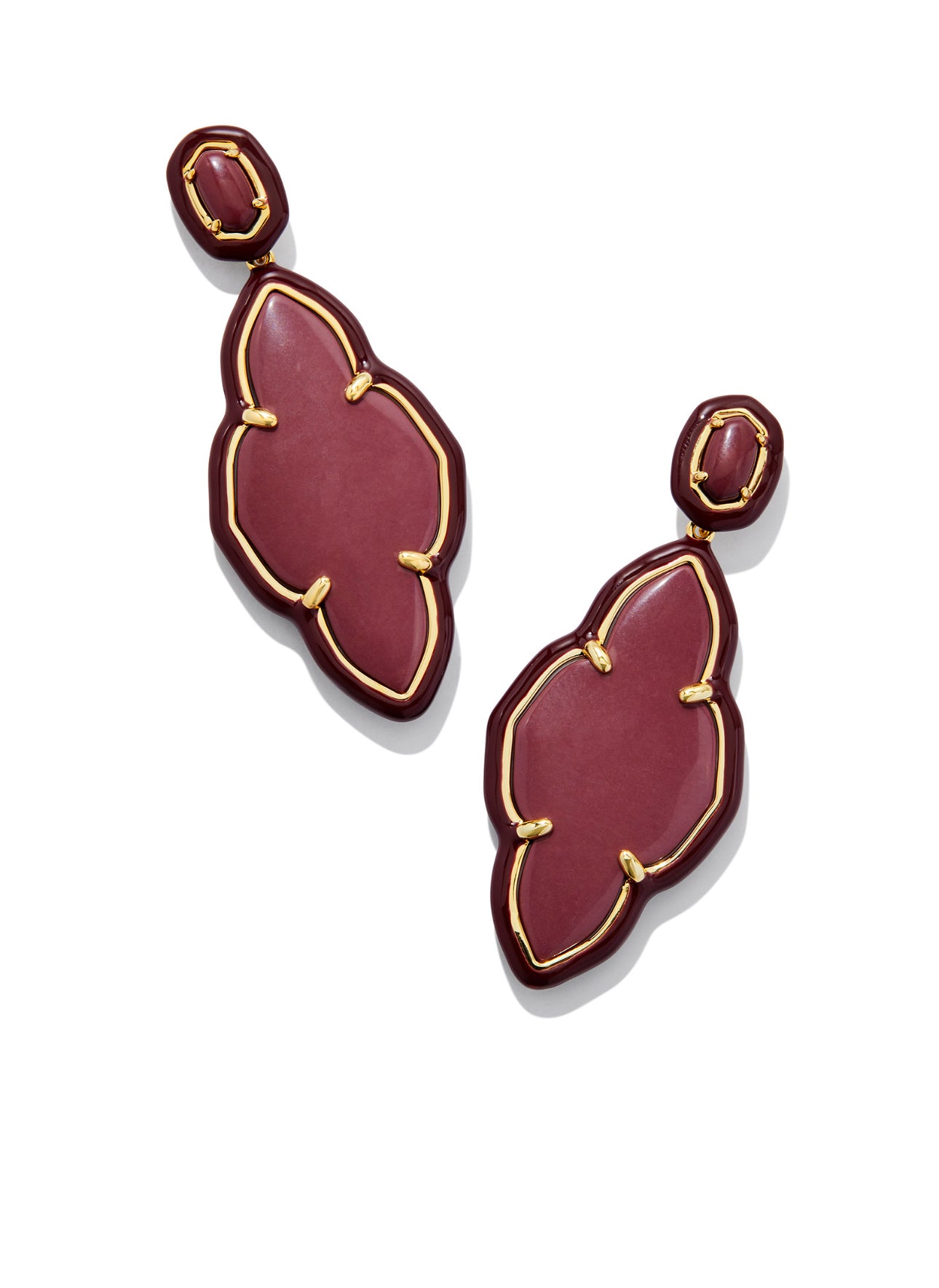 Kendra Scott Abbie Enamel Framed Statement Earring- Gold Maroon Magnesite