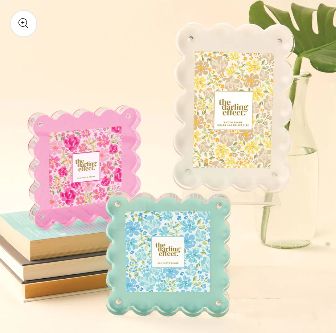 The Darling Effect Square Scalloped Acrylic Frame-Blue