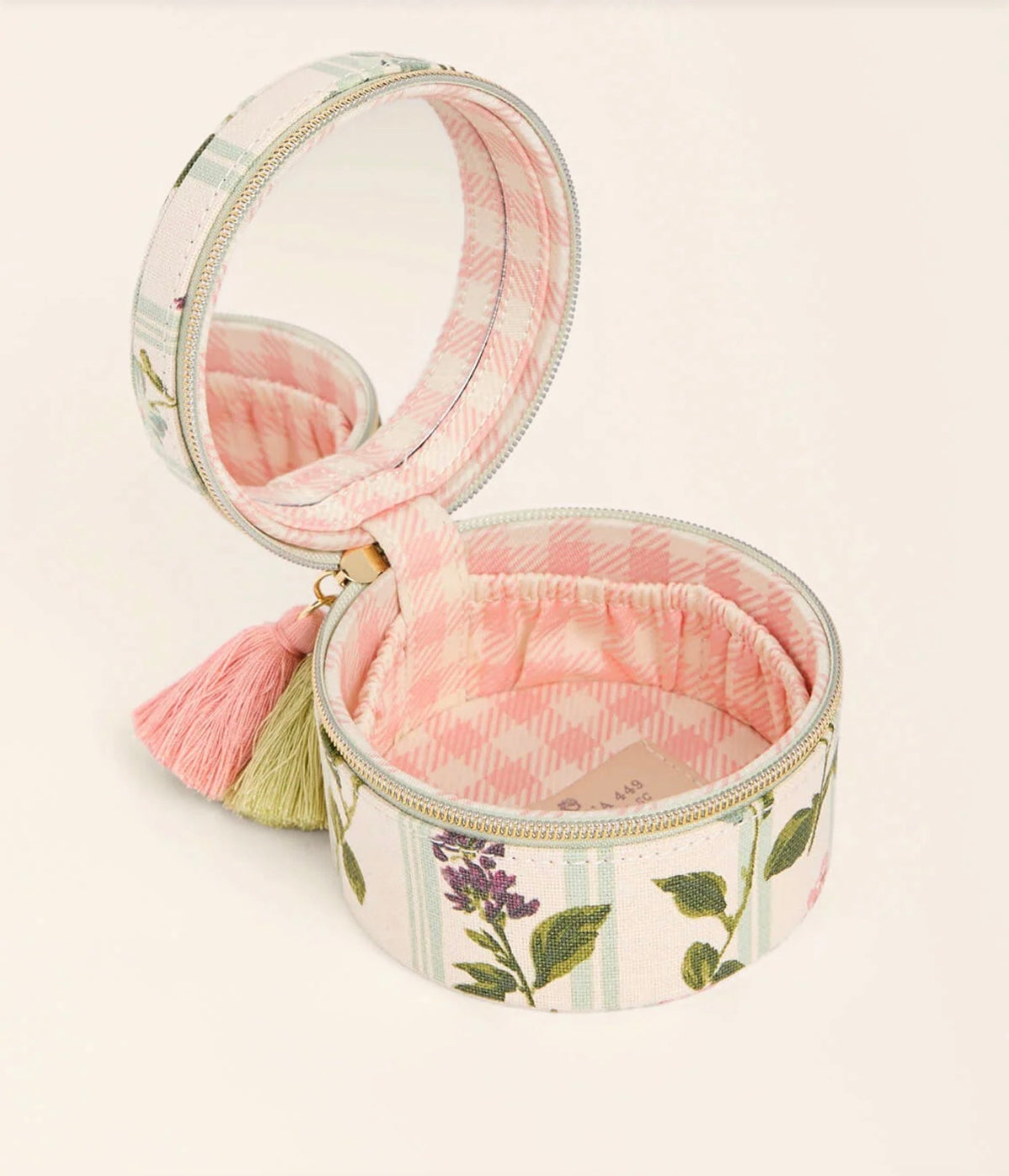 Spartina 449 Round Jewelry Mirror Travel Case-Blooming Stripe