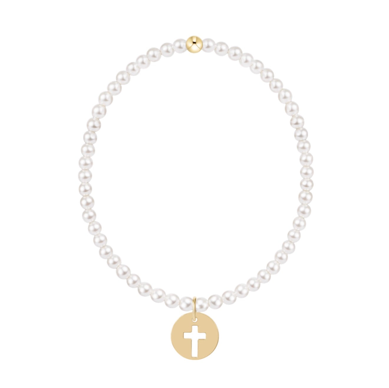 Enewton "Classic Pearl" 3mm Bead Bracelet-Blessed Gold Charm