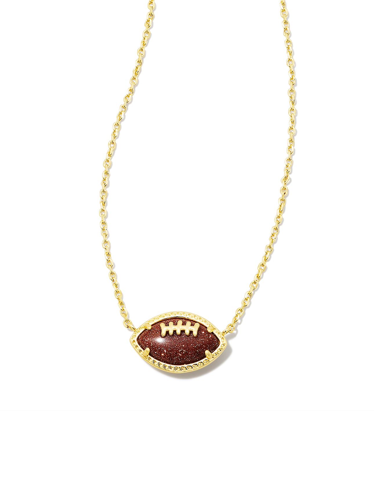 Kendra Scott Football Short Pendant Necklace-Gold Orange Goldstone