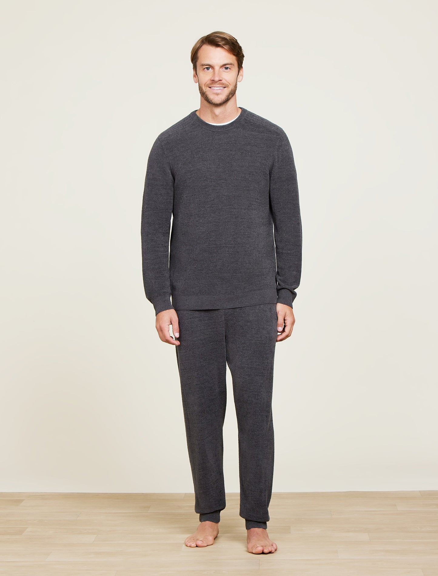 Barefoot Dreams CozyChic Ultra Lite® Men's Rib Inset Pullover-Carbon