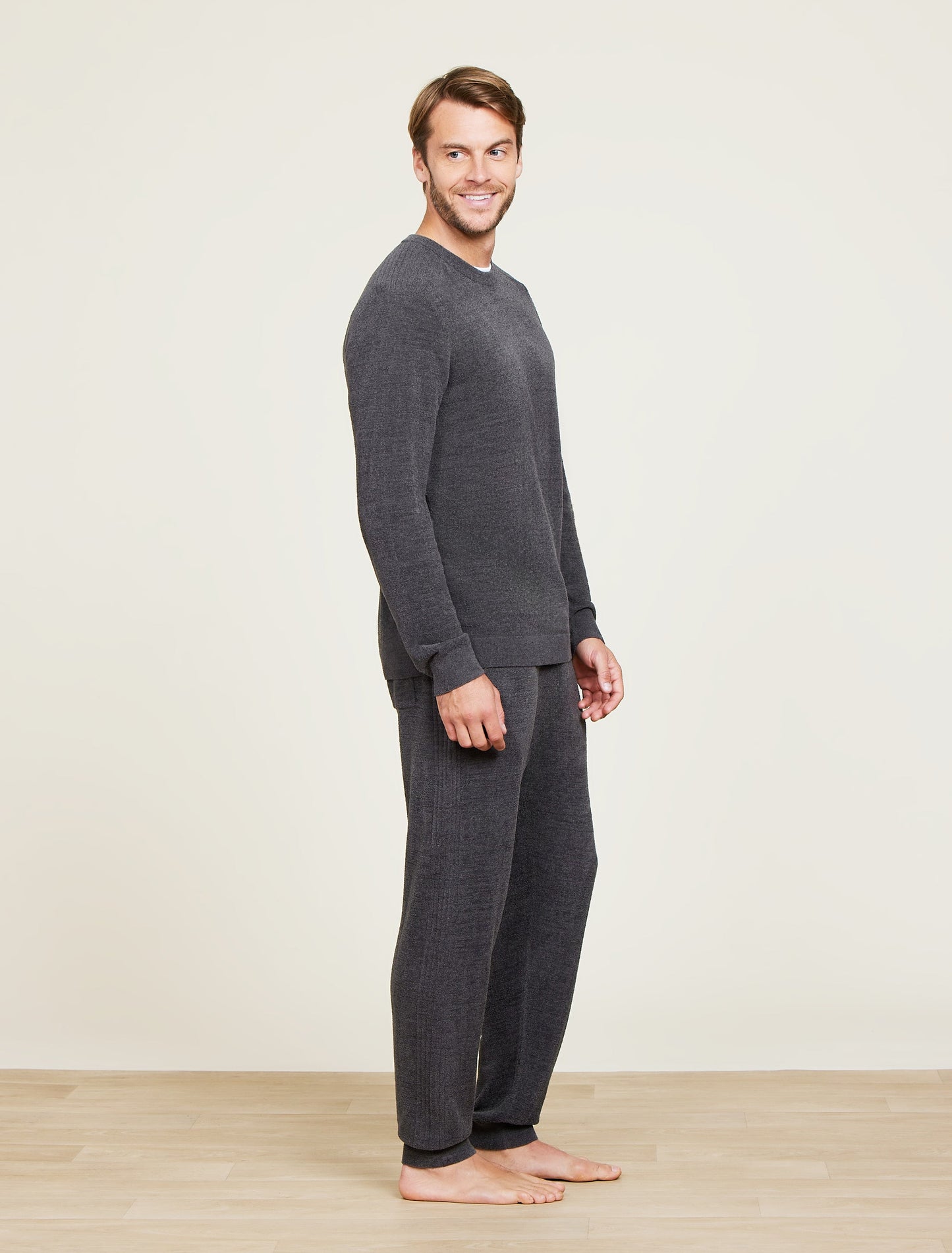 Barefoot Dreams CozyChic Ultra Lite® Men's Rib Inset Pullover-Carbon