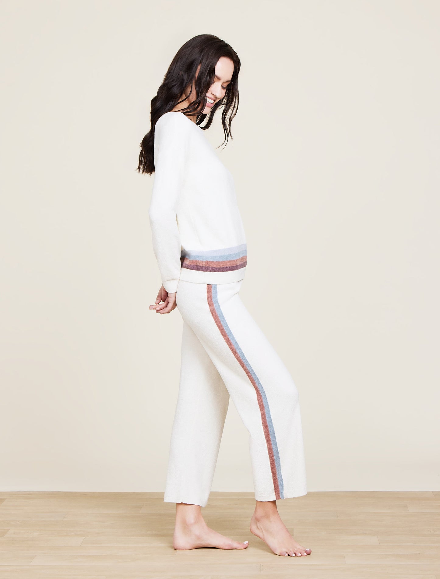 Barefoot Dreams CozyChic Ultra Lite® Multi Stripe Pant-Cream Multi