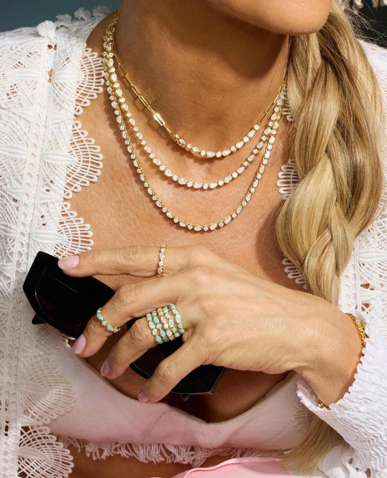 Melinda Maria “Isla Samantha” Tennis Necklace Gold/White CZ