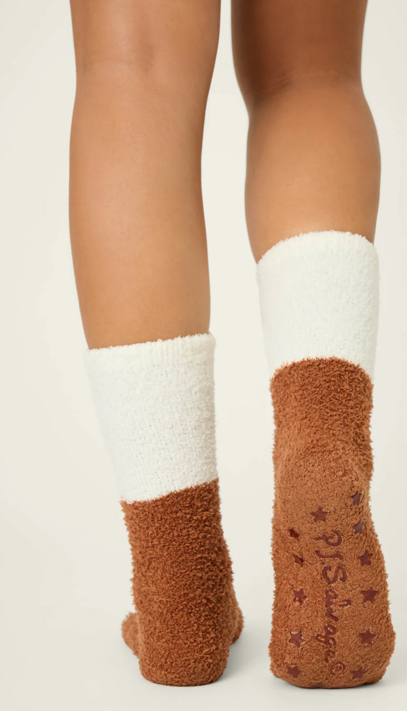 PJ Salvage Cozy Ski Jammie Crew Socks-Gingerbread Girl