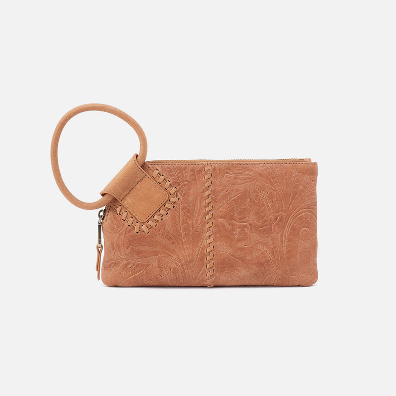 Hobo Bags "Sable" Wristlet- Saddle Tooled Embossed