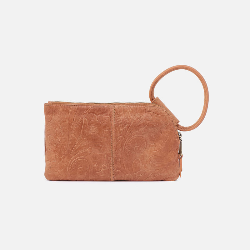 Hobo Bags "Sable" Wristlet- Saddle Tooled Embossed