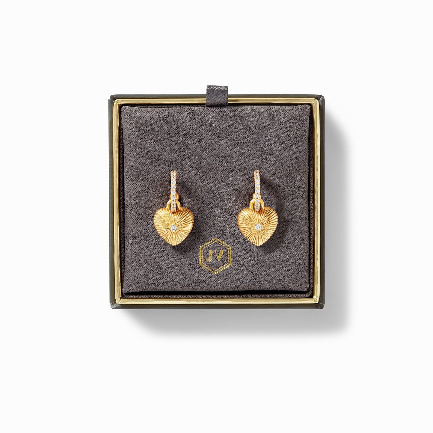 Julie Vos “Esme” Heart Pearl Hoop & Charm Earring-Gold Pearl