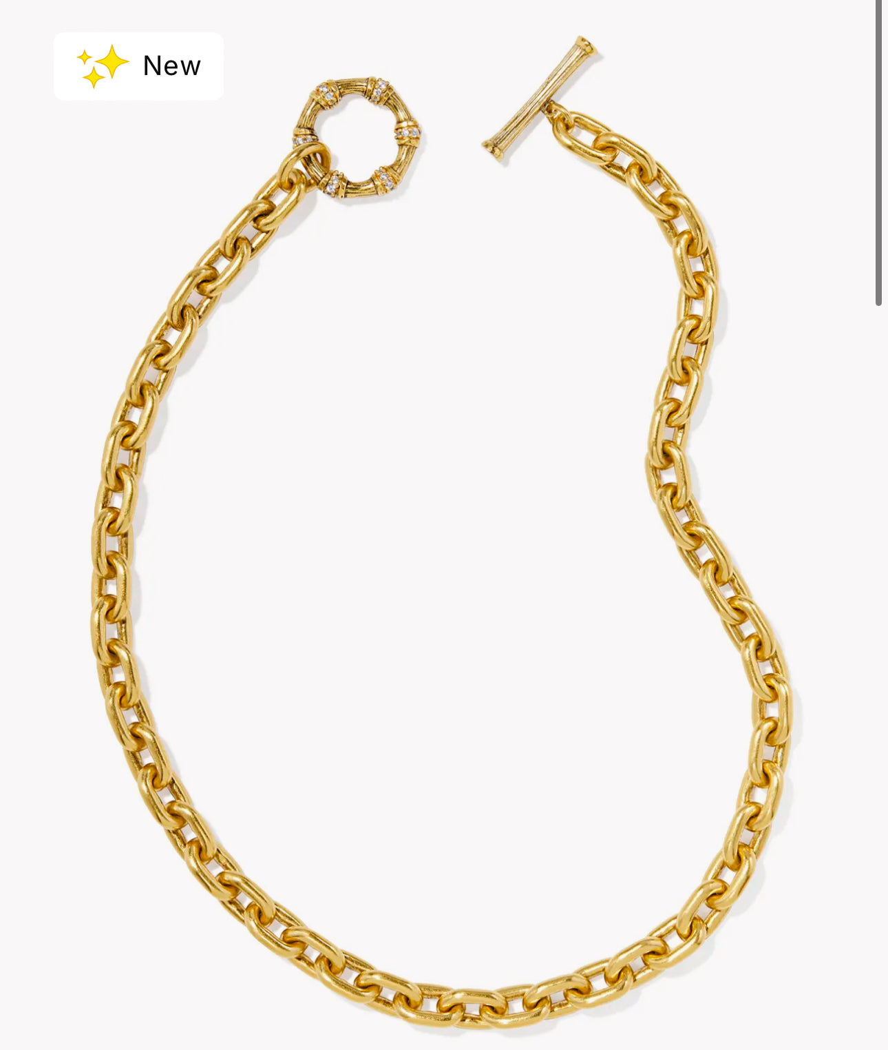 Kendra Scott Maura Chain Necklace-Vintage Gold White Crystal