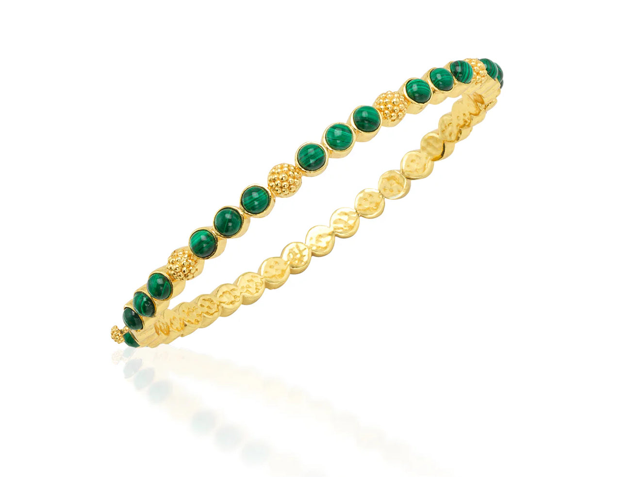Capucine de Wulf “Berry Eternity” Petite Hinged Bangle-Gold/Malachite