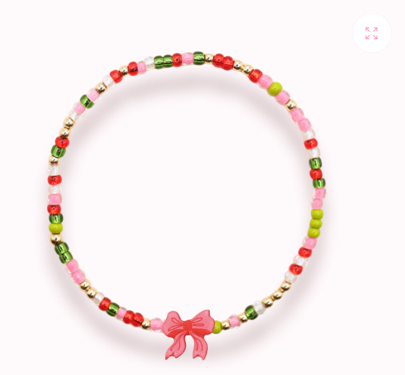 Beaded Blondes "Red Bow" Holiday Sprinkle Bracelet -Standard 6.75"