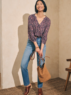 Faherty "Portia" Top- Fiona Block Print