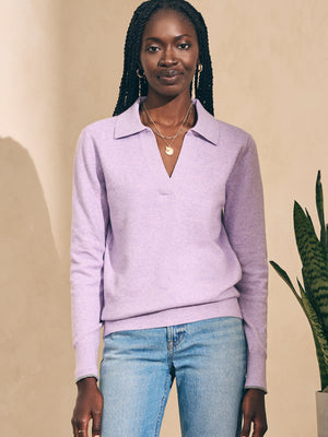 Faherty Jackson Sweater Polo-Lilac Heather