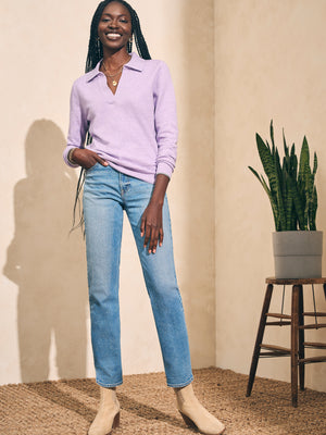 Faherty Jackson Sweater Polo-Lilac Heather