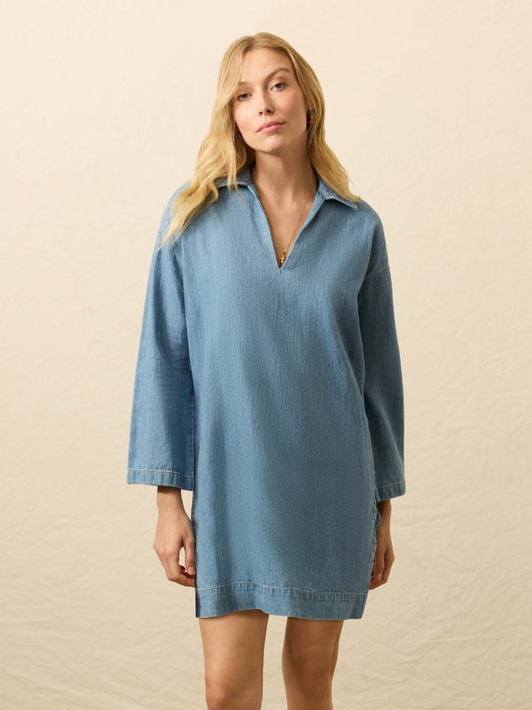 Faherty Linen Denim Sail Away Dress - Bluecrest Wash