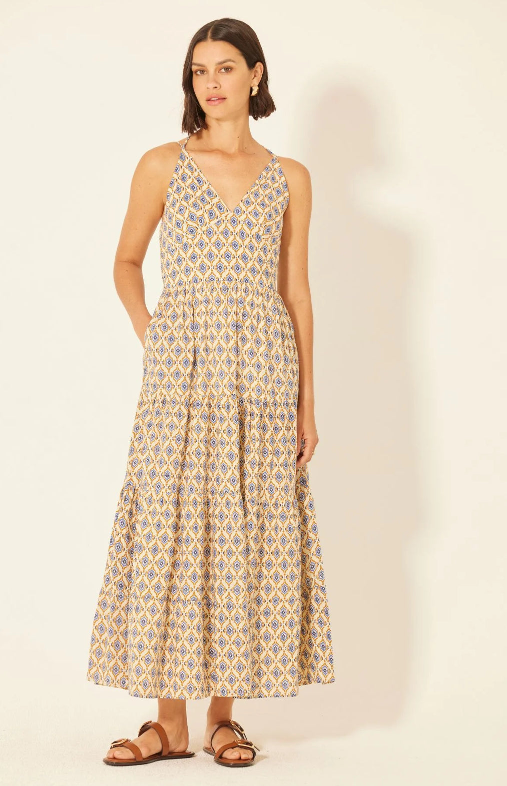 Bila 77 “Majorca” Dress- Camel/Blue