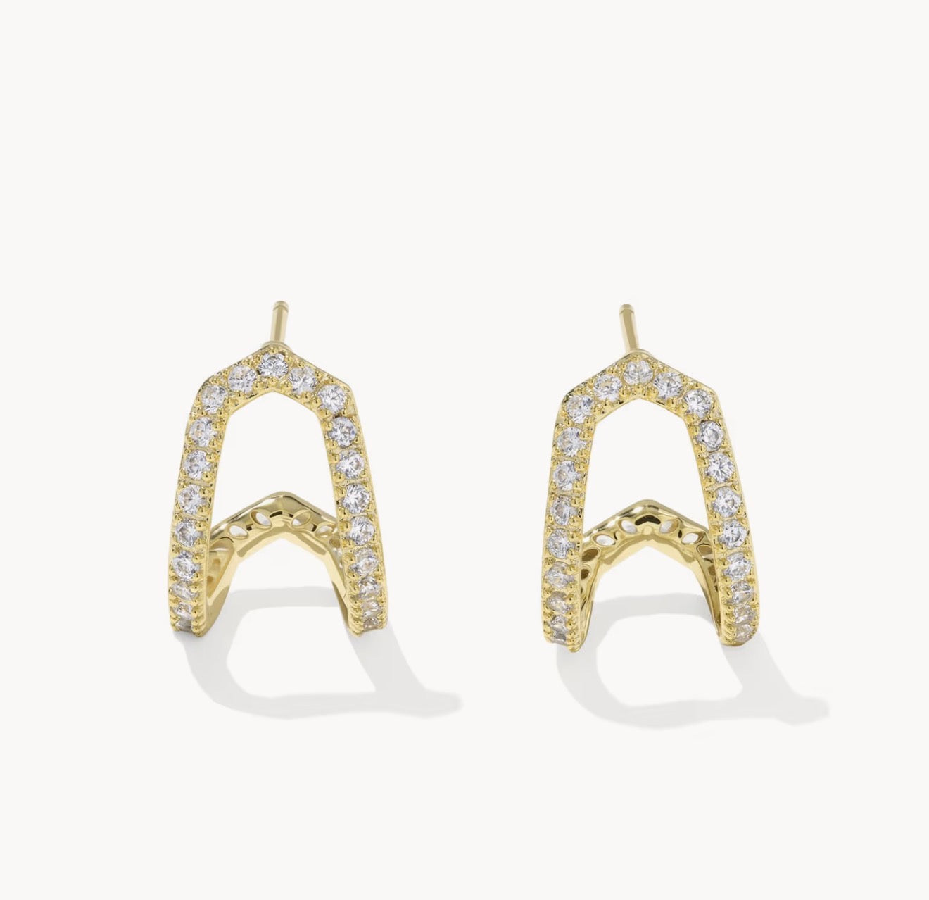 Kendra Scott Daphne Pavé Huggie Earring-Gold White CZ