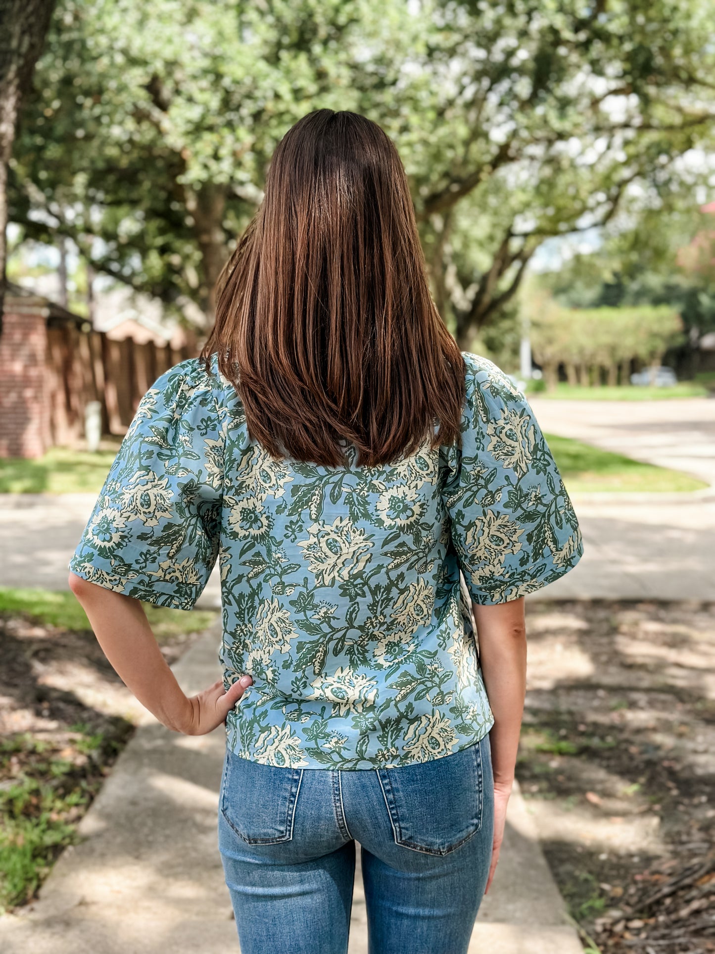 THML "Carter" V-Neck Top-Blue