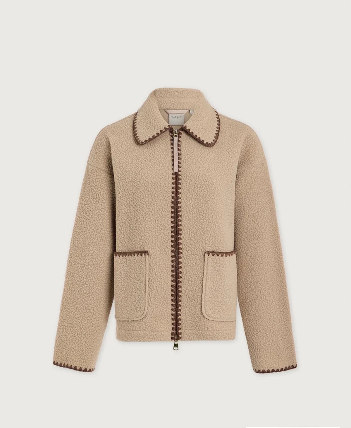 Varley “Ruiko” Zip Through Fleece-Light Taupe