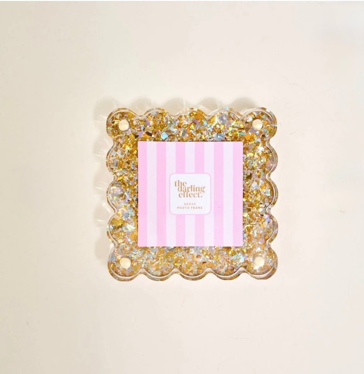 The Darling Effect Little Moments Scalloped Acrylic Frame-Gold Glitter
