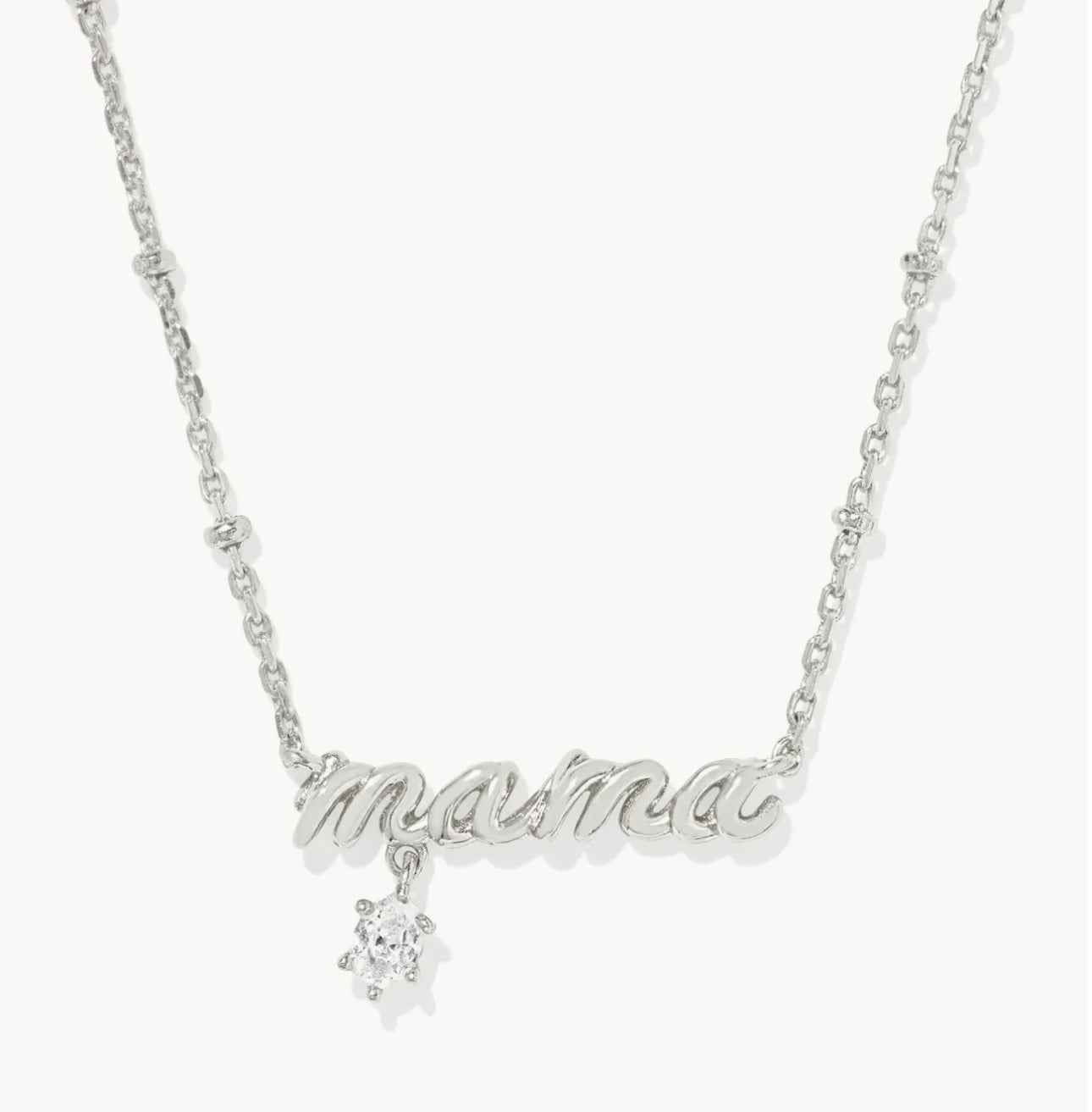 Kendra Scott Mama Crystal Short Pendant Necklace- Silver