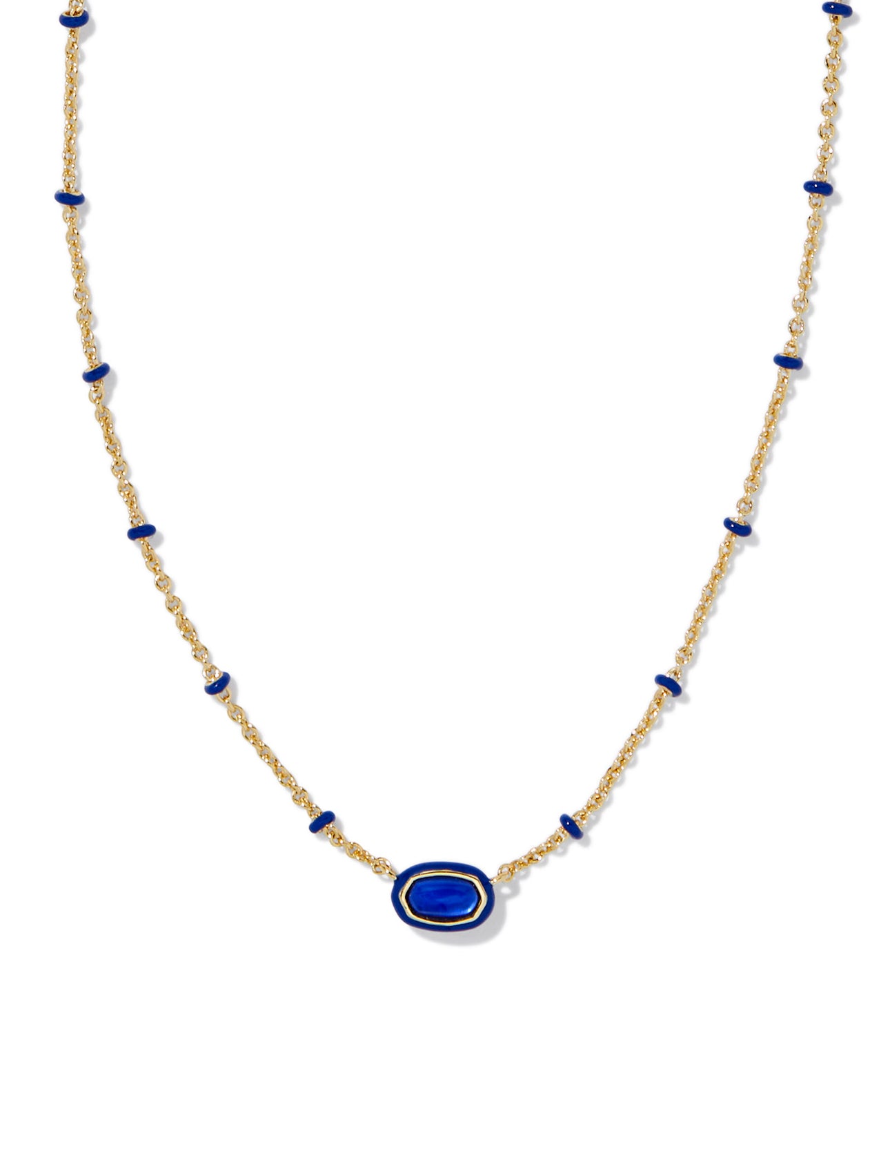 Kendra Scott Mini Elisa Enamel Frame Pendant Necklace- Gold Cobalt Illusion