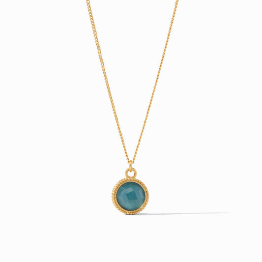 Julie Vos “Fleur-de-Lis” Solitaire Necklace-Iridescent Peacock Blue