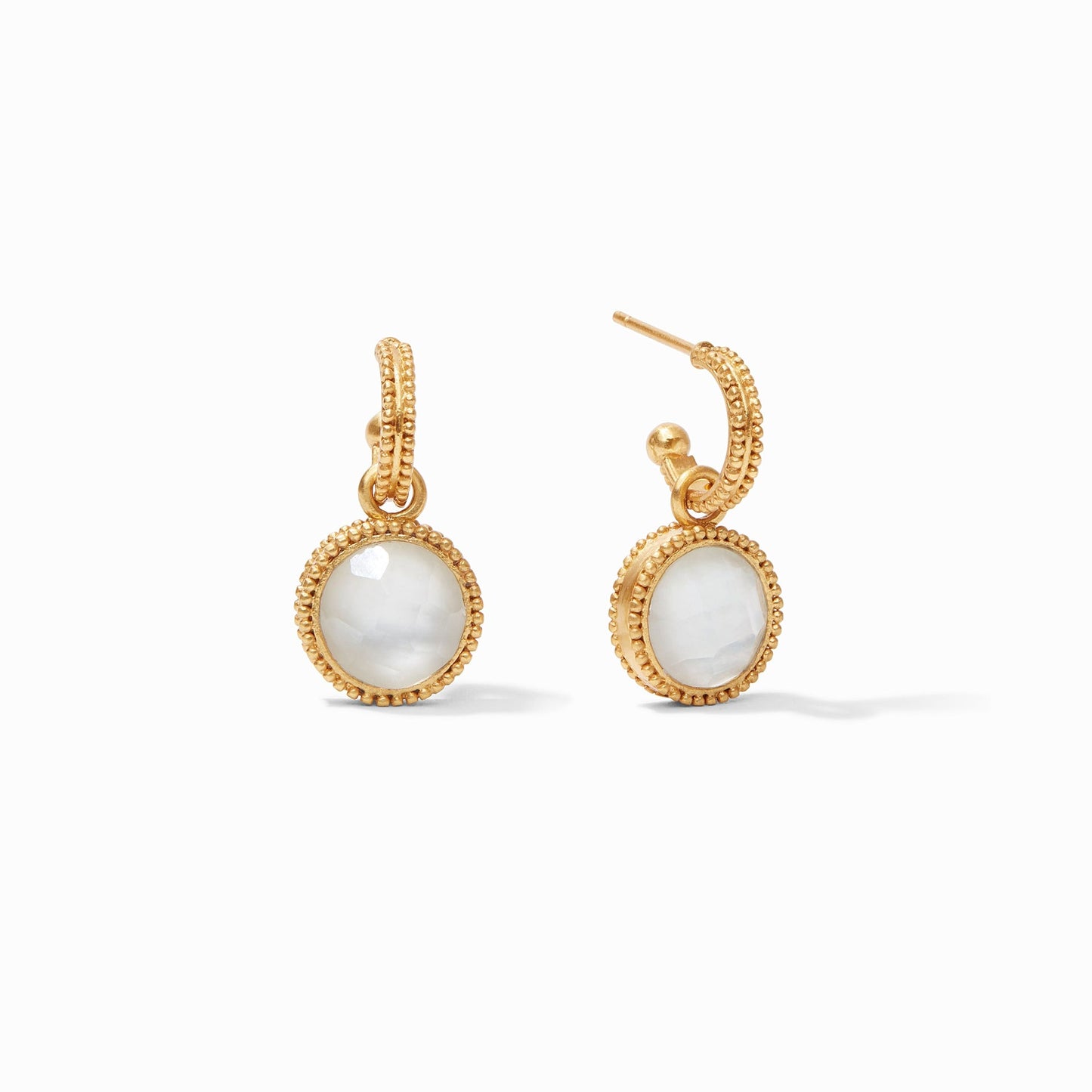Julie Vos “Fleur-de-Lis” Hoop & Charm Earring-Iridescent Clear Crystal