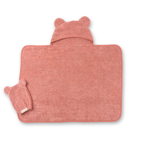 Bella Tunno Hooded Towel + Wash Mitt Set - Watermelon