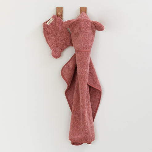 Bella Tunno Hooded Towel + Wash Mitt Set - Watermelon