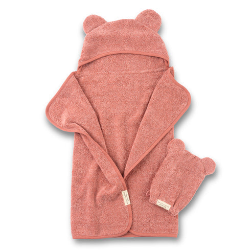 Bella Tunno Hooded Towel + Wash Mitt Set - Watermelon