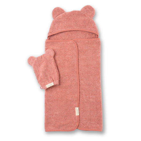 Bella Tunno Hooded Towel + Wash Mitt Set - Watermelon