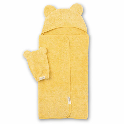 Bella Tunno Hooded Towel + Wash Mitt Set - Sunshine