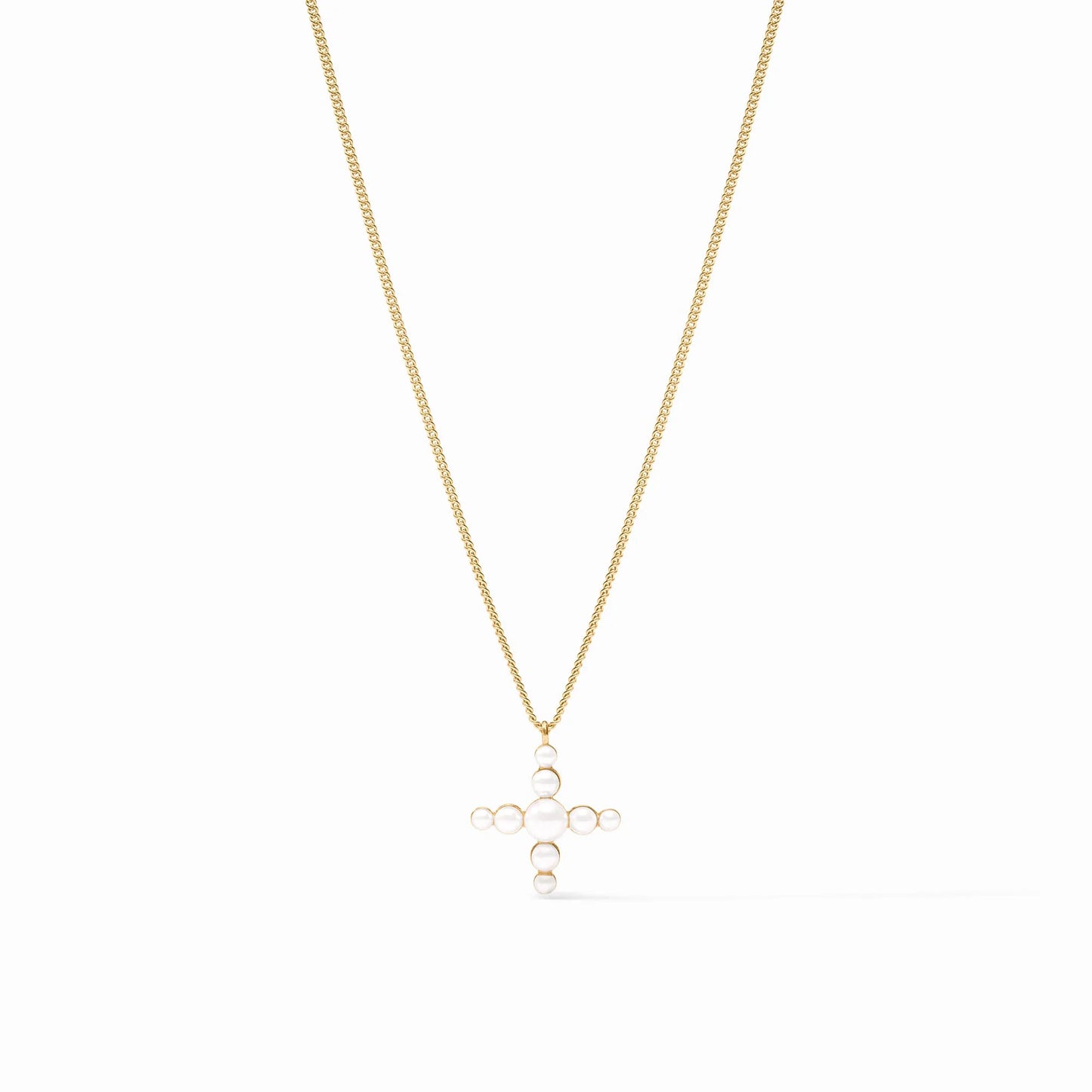 Julie Vos "Gumdrop Cross” Delicate Necklace-Pearl