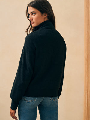 Faherty Legend™ Lounge Half Zip Sweatshirt-Heathered Black Twill