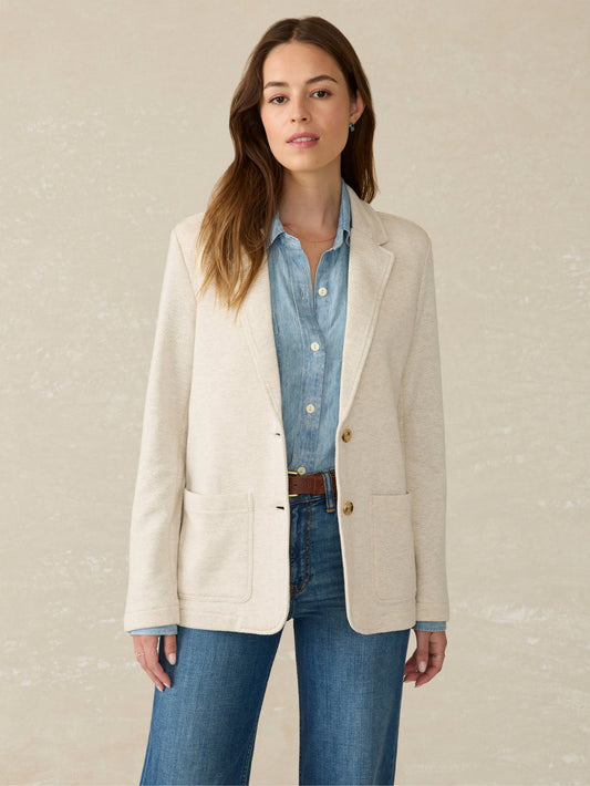 Faherty Inlet Knit Blazer-Light Oatmeal Melange