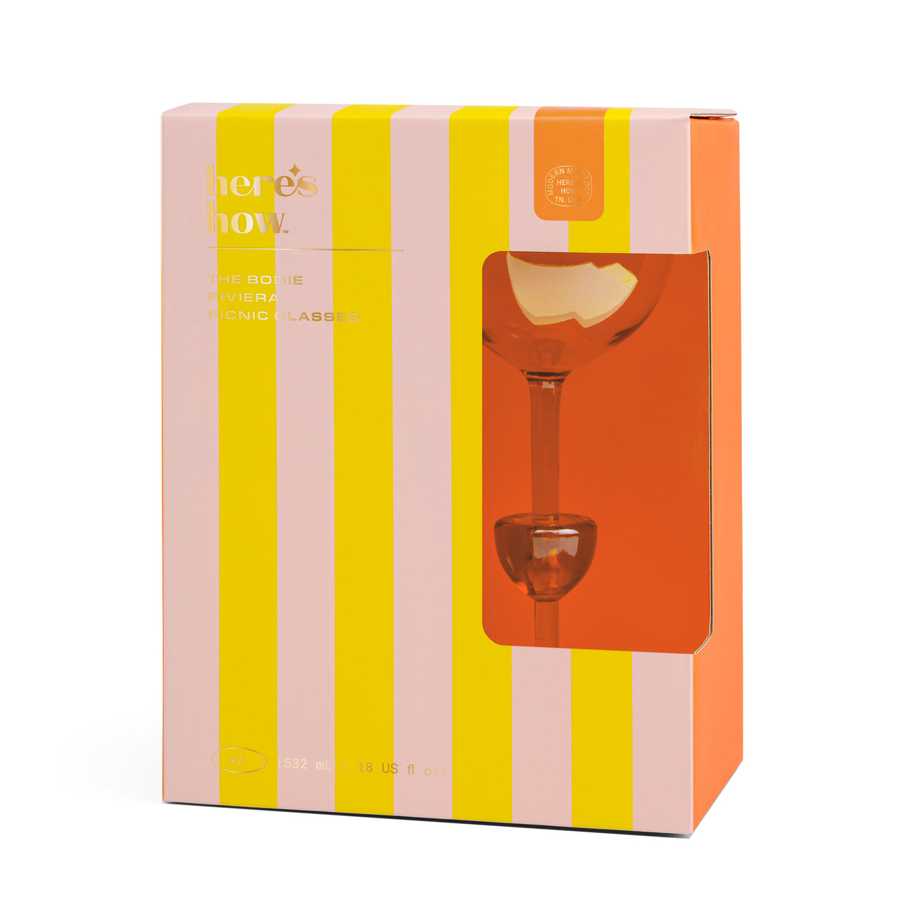 Here's How "Bodie" Riviera Glass- Orange (Set of 2)