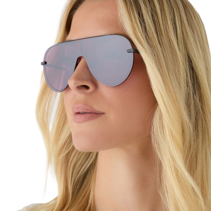 DIFF Eyewear “Imani” Black Aubergine Silver Flash Sunglasses