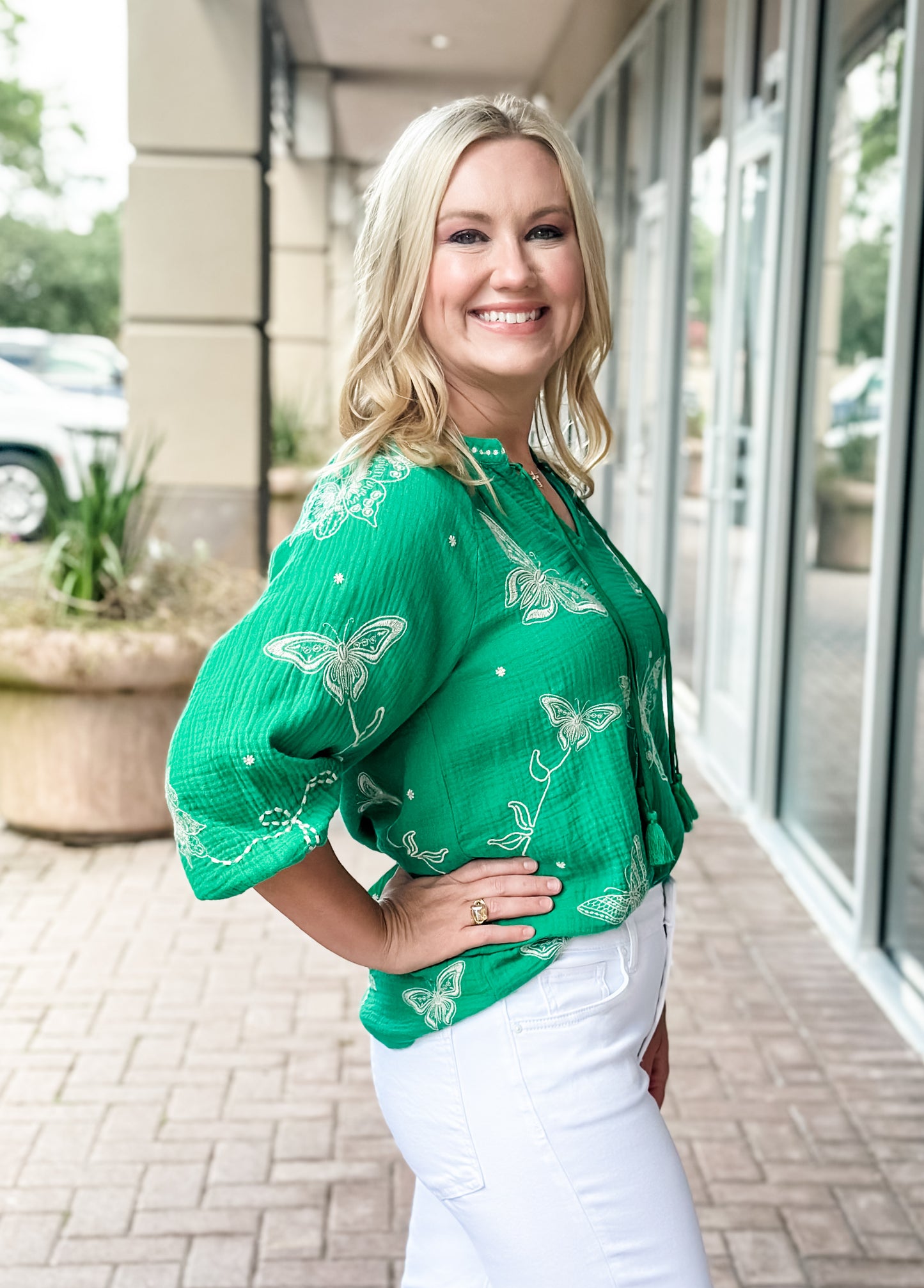 Johnny Was Koleen Blouse-Green Tambourine