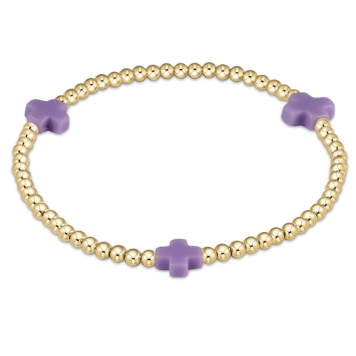 Enewton “Signature Cross” Gold Pattern 3mm Bead Bracelet-Purple (BSCGP3PU)