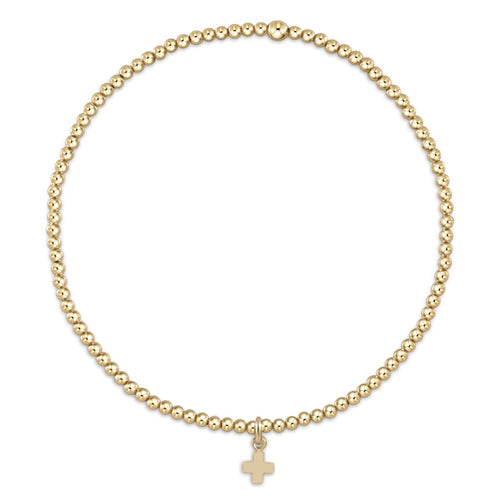 Enewton "Classic" Gold 2mm Bead Bracelet-Signature Cross Small Gold Charm