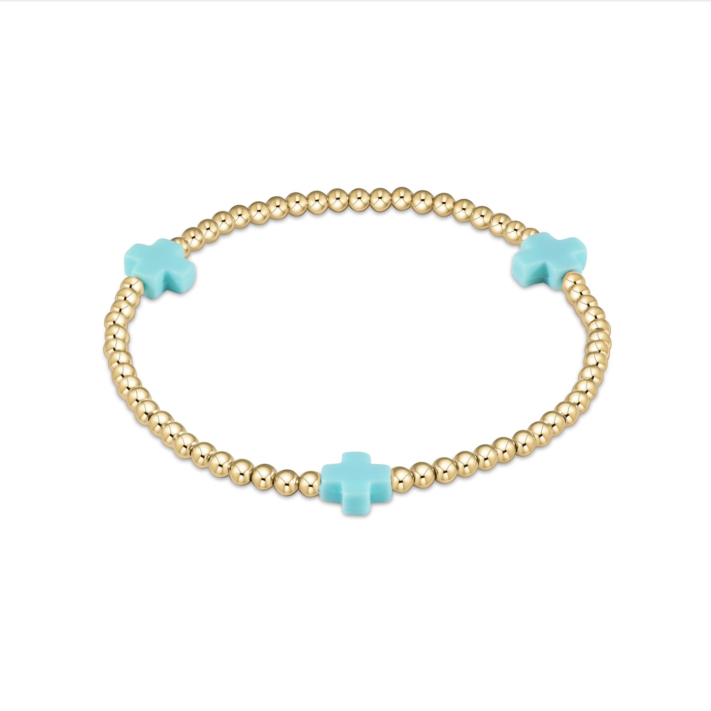 Enewton EGIRL Signature Cross Gold Pattern Bead 3mm Bead Bracelet-Mint (EGBSCGP3MIN)